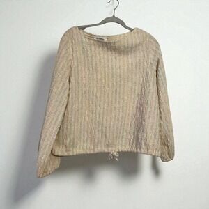 C'Mom vintage 1980s cream and pastel striped sweater blouse
